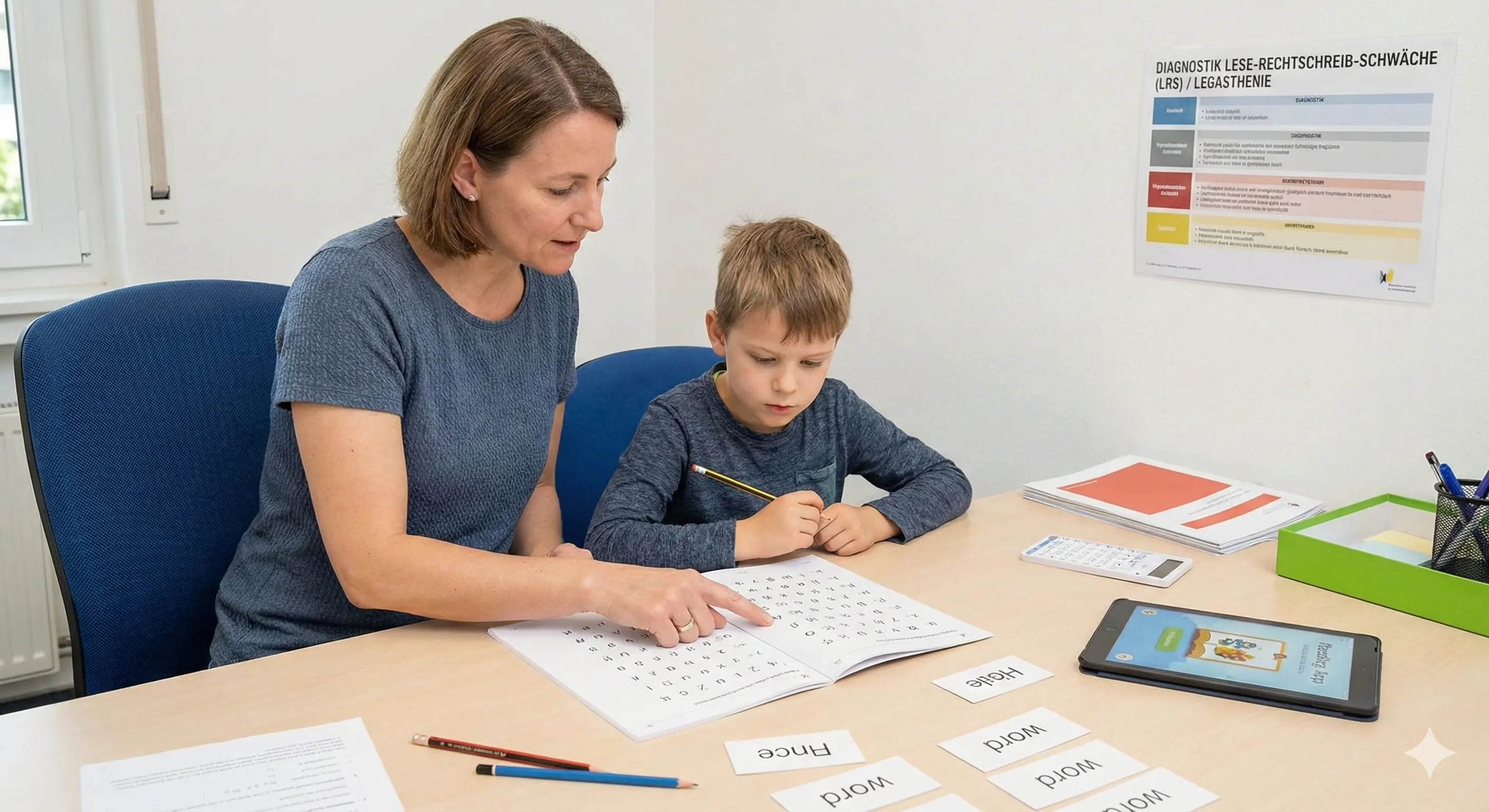 Hilfe beim Erkennen einer Legasthenie, Lese-Rechtschreib-Schwäche (LRS) bzw. Lese-Rechtschreib-Störung